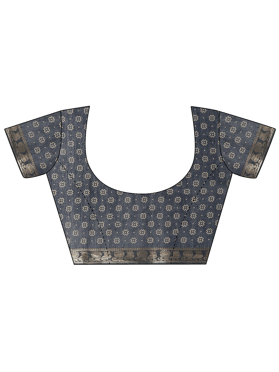  Teal Printed Silk Blend Saree With Unstitched Blouse Piece 