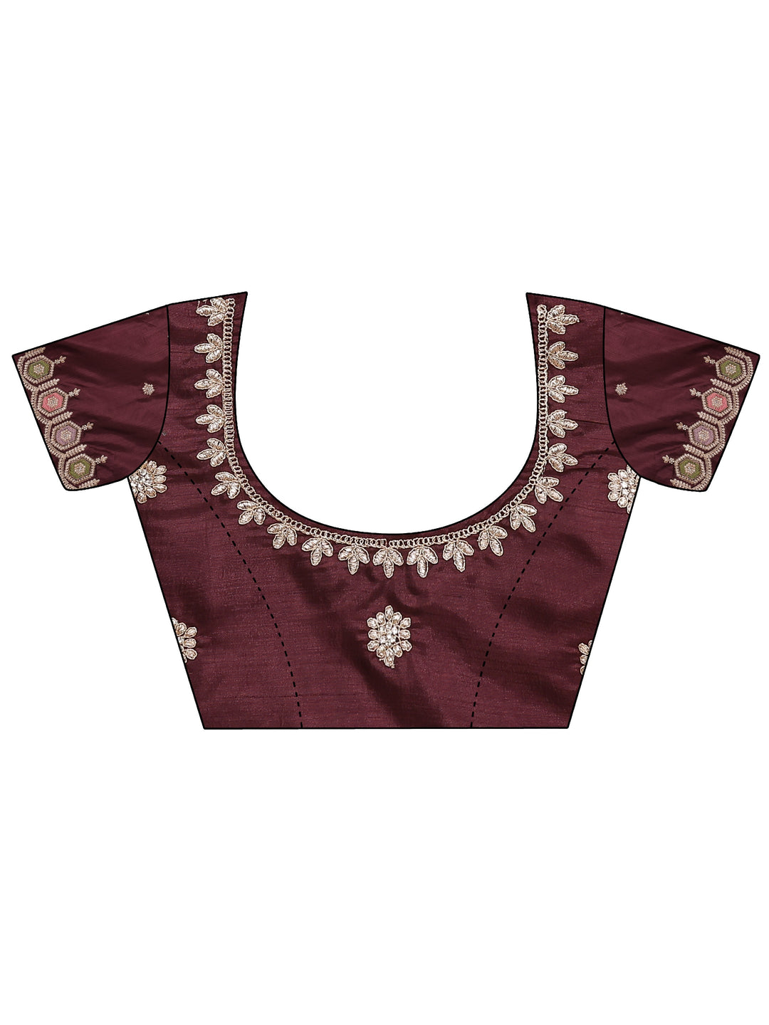  Lavender Embroidered Silk Blend Saree With Unstitched Blouse Piece 