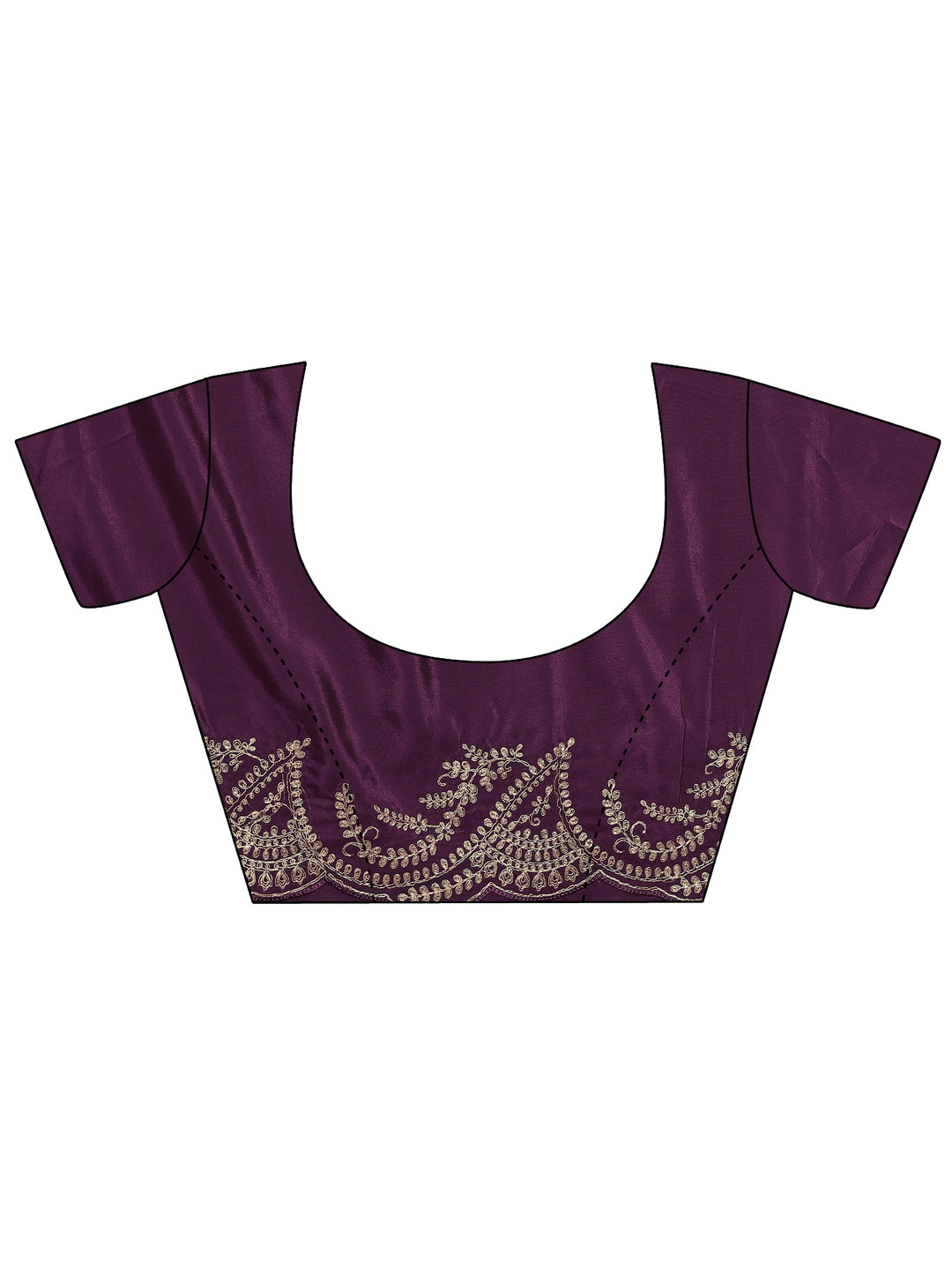  Burgundy Embroidered Silk Blend Saree With Unstitched Blouse Piece 