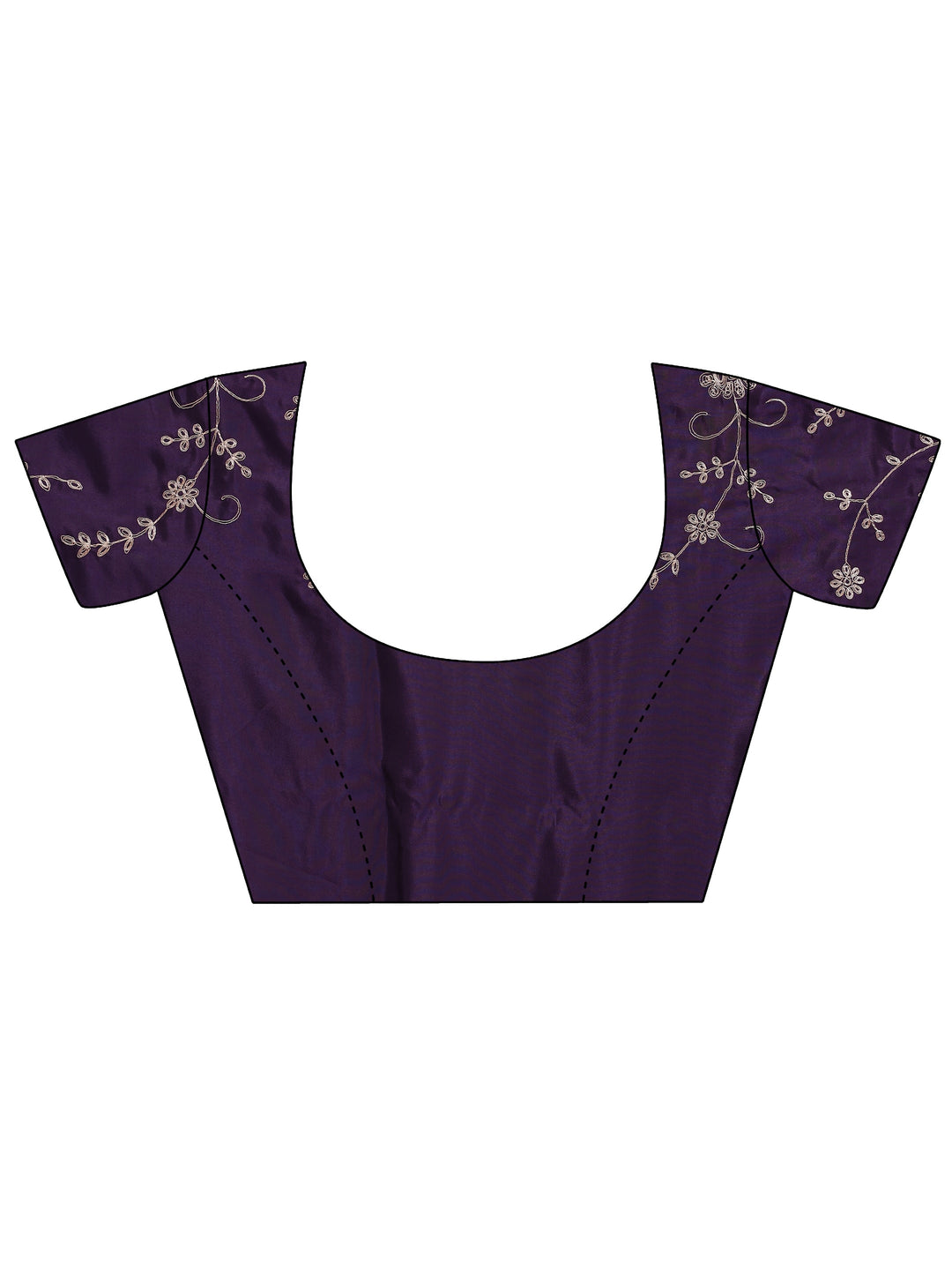  Purple Embroidered Silk Blend Saree With Unstitched Blouse Piece 
