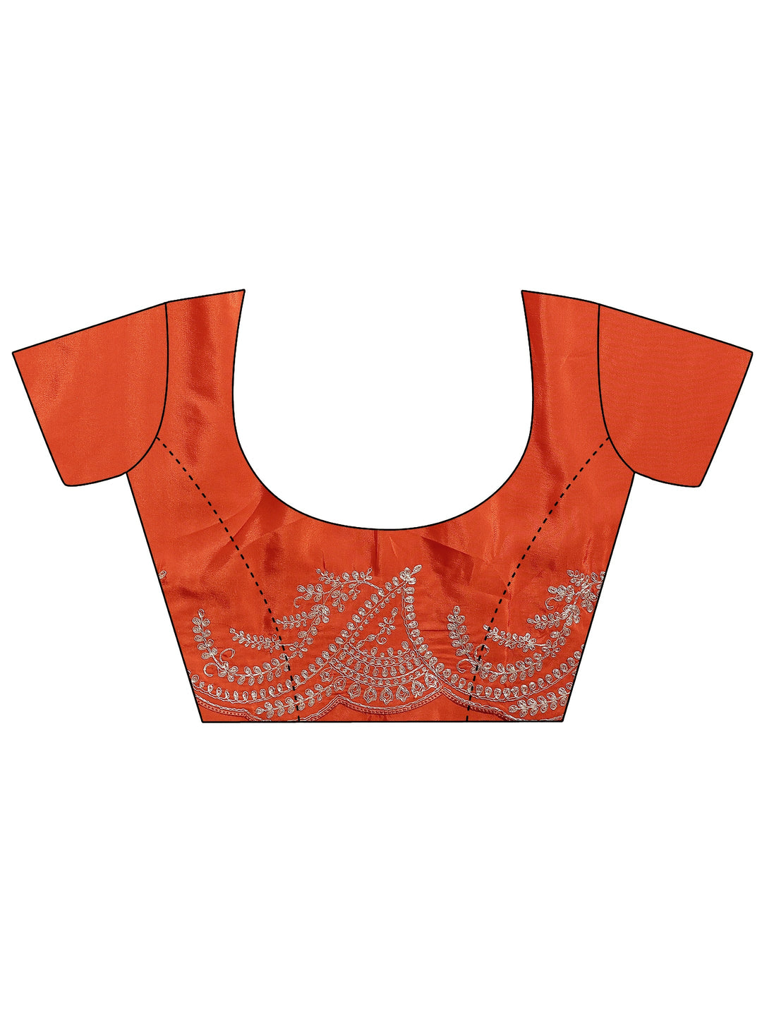  Orange Embroidered Silk Blend Saree With Unstitched Blouse Piece 