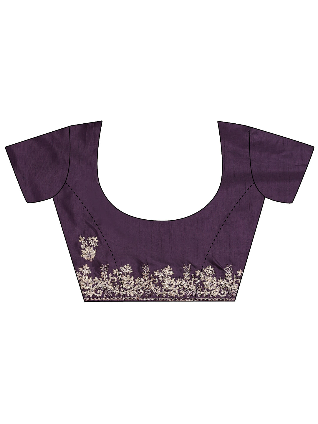  Lavender Embroidered Silk Blend Saree With Unstitched Blouse Piece 