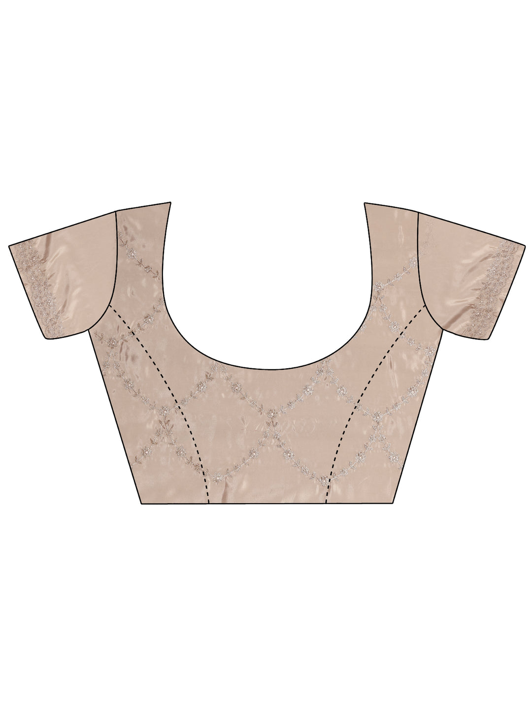  Cream Embroidered Silk Blend Saree With Unstitched Blouse Piece 