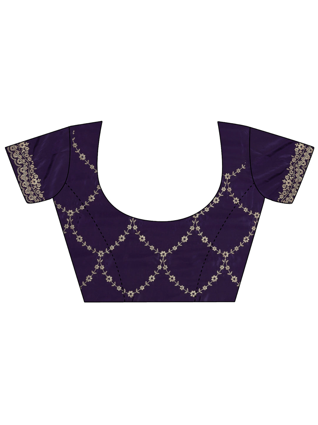  Purple Embroidered Silk Blend Saree With Unstitched Blouse Piece 