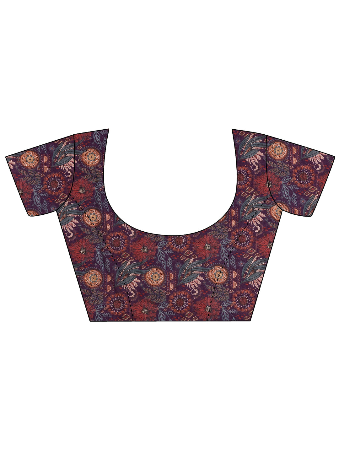  Lavender Printed Silk Blend Saree With Unstitched Blouse Piece 