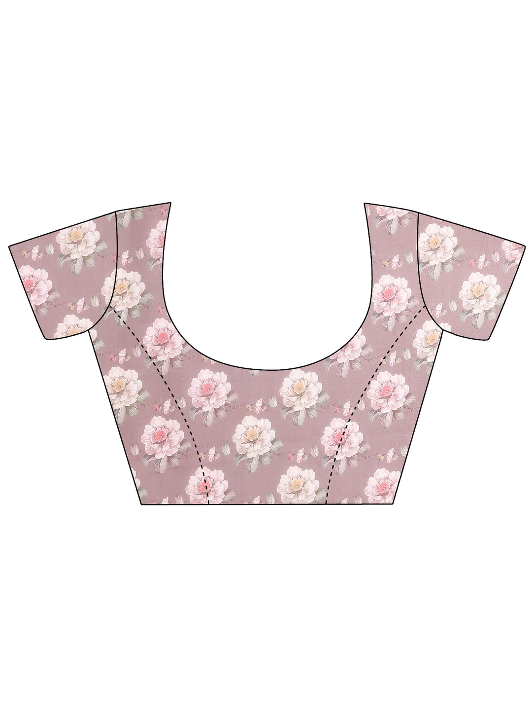  Mauve Printed Silk Blend Saree With Unstitched Blouse Piece 