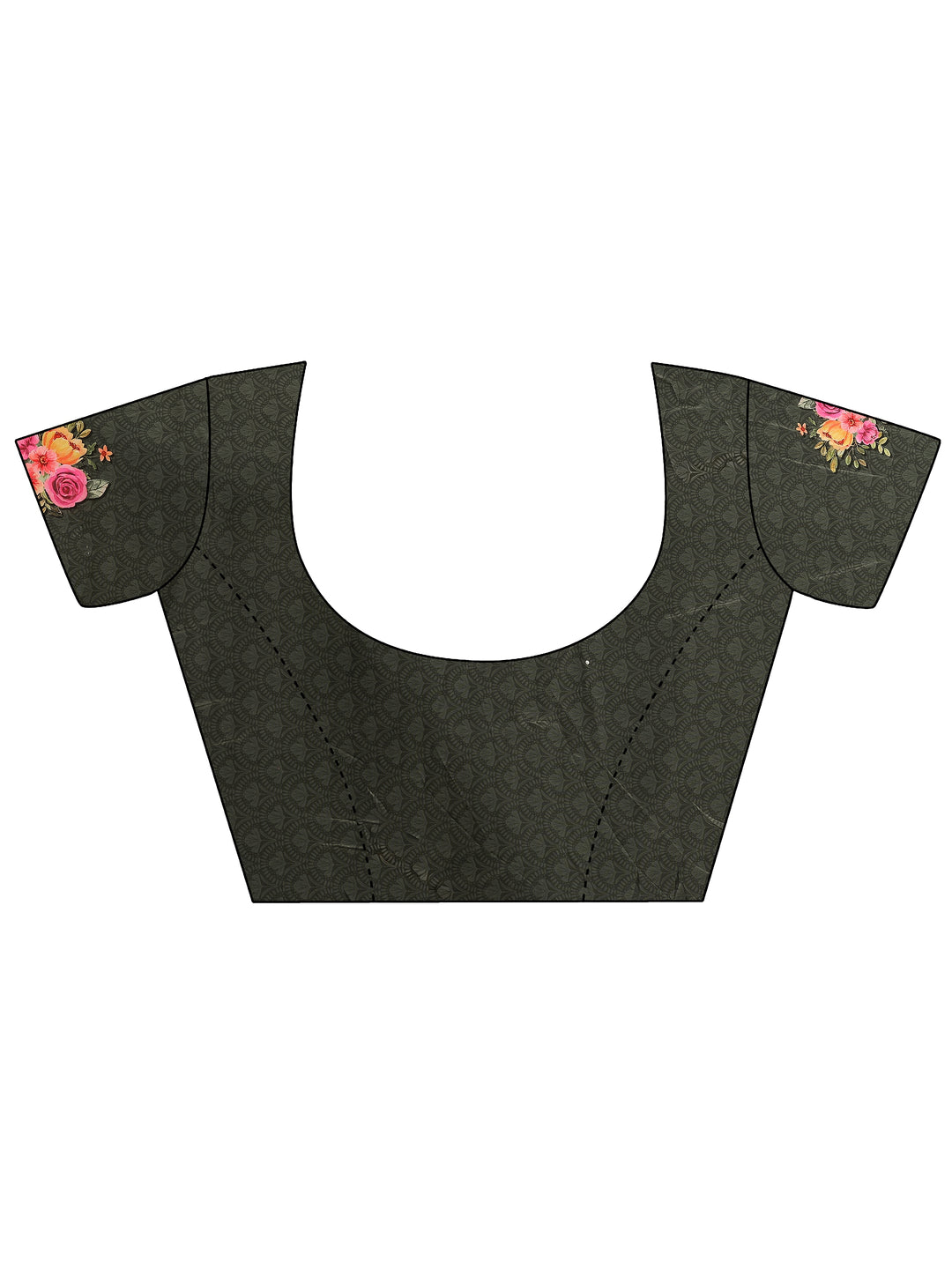  Peach Printed Silk Blend Saree With Unstitched Blouse Piece 