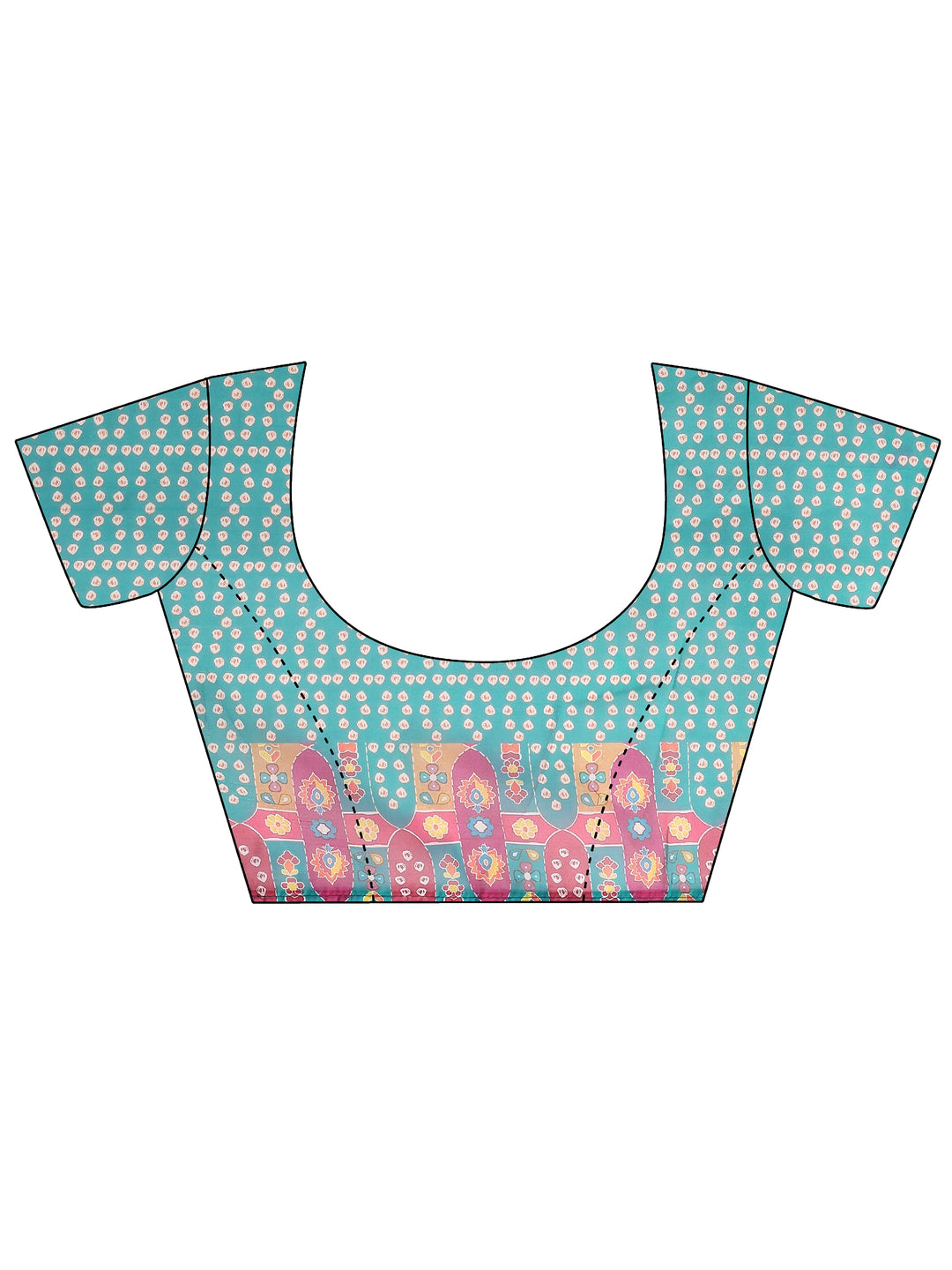  Off White Printed Silk Blend Saree With Unstitched Blouse Piece 