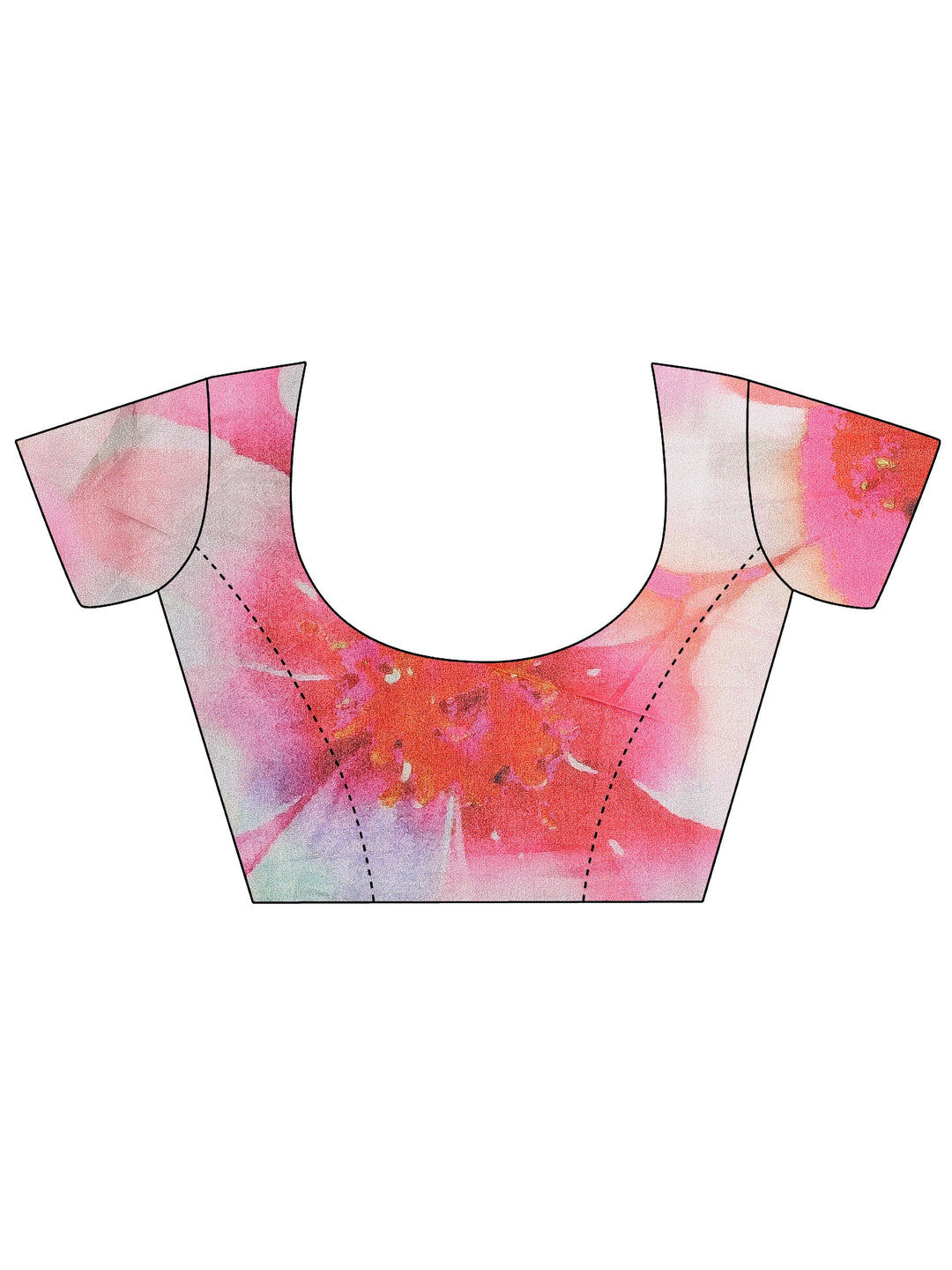  Blue Printed Silk Blend Saree With Unstitched Blouse Piece 