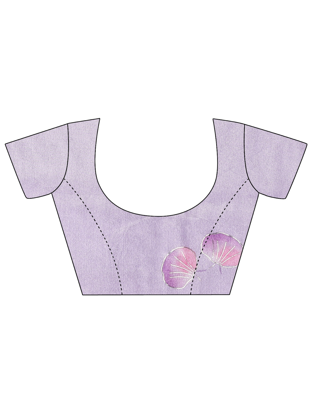  Lavender Printed Silk Blend Saree With Unstitched Blouse Piece 