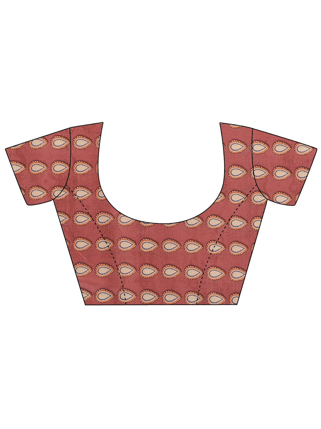  Peach Printed Silk Blend Saree With Unstitched Blouse Piece 