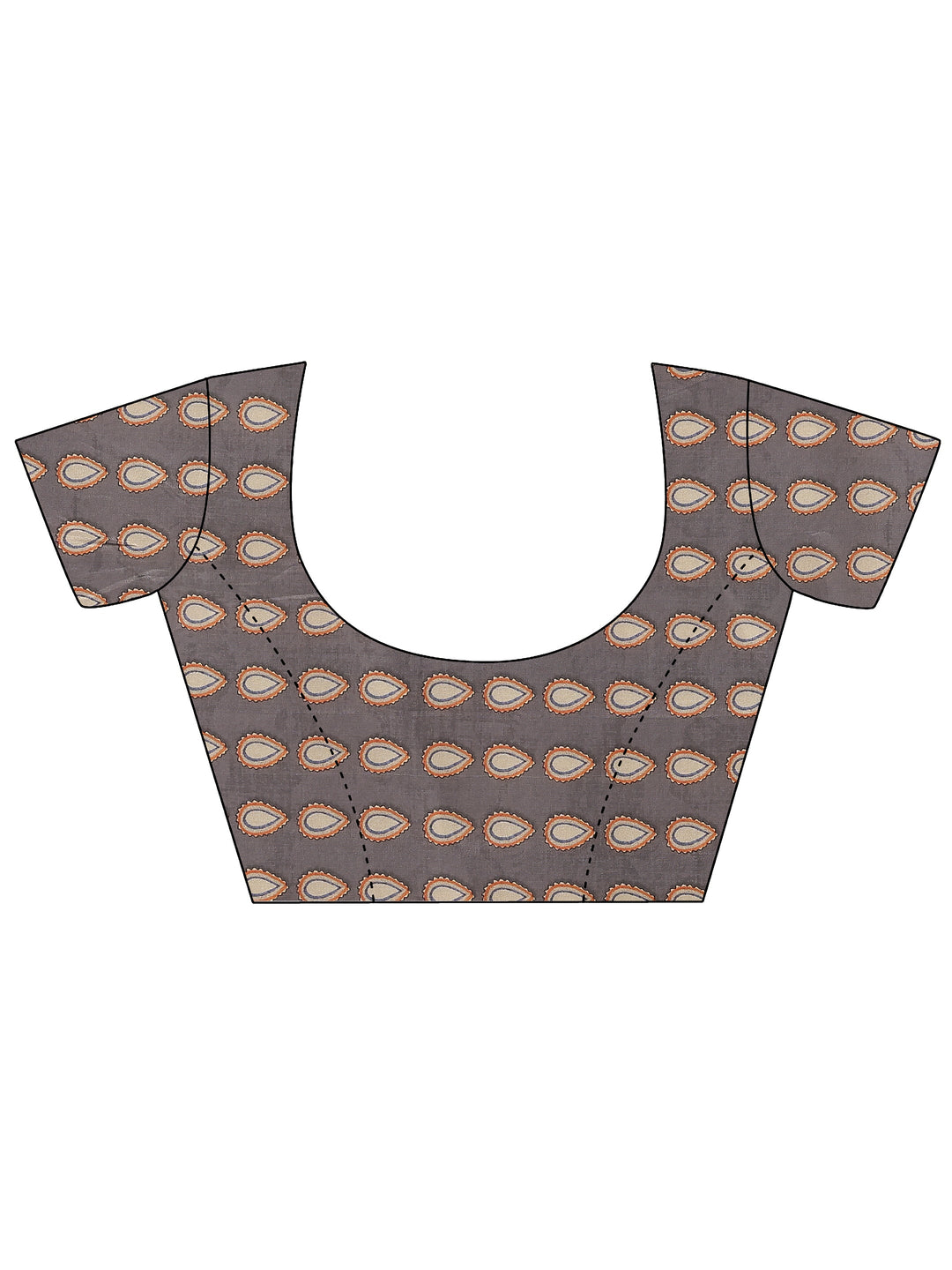  Grey Printed Silk Blend Saree With Unstitched Blouse Piece 