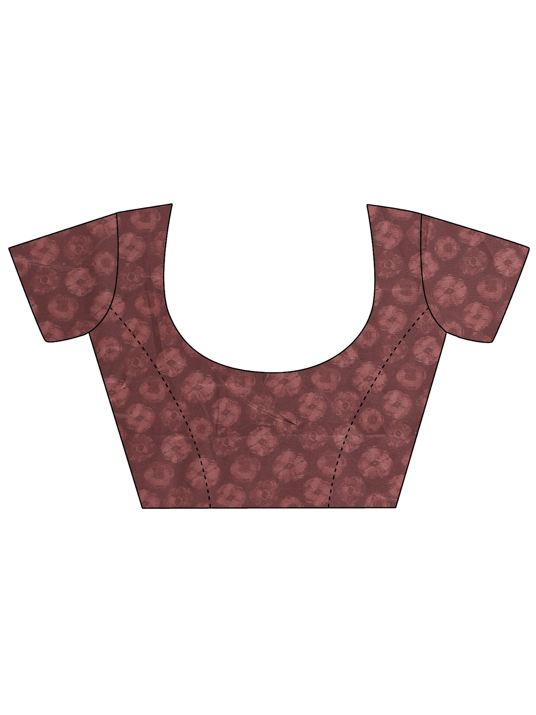  Brown Printed Silk Blend Saree With Unstitched Blouse Piece 