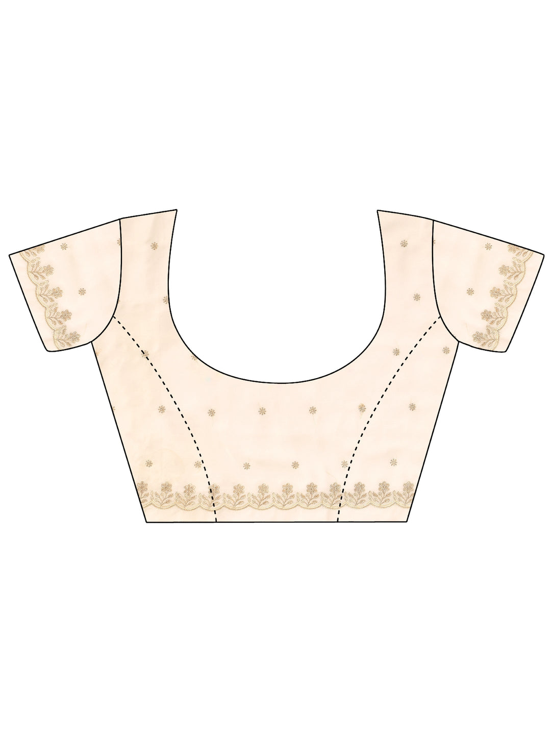  Cream Embroidered Georgette Saree With Unstitched Blouse Piece 