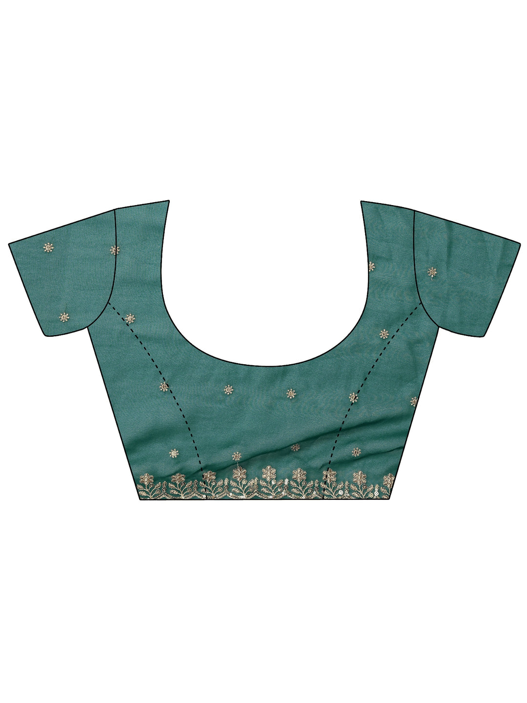  Green Embroidered Georgette Saree With Unstitched Blouse Piece 