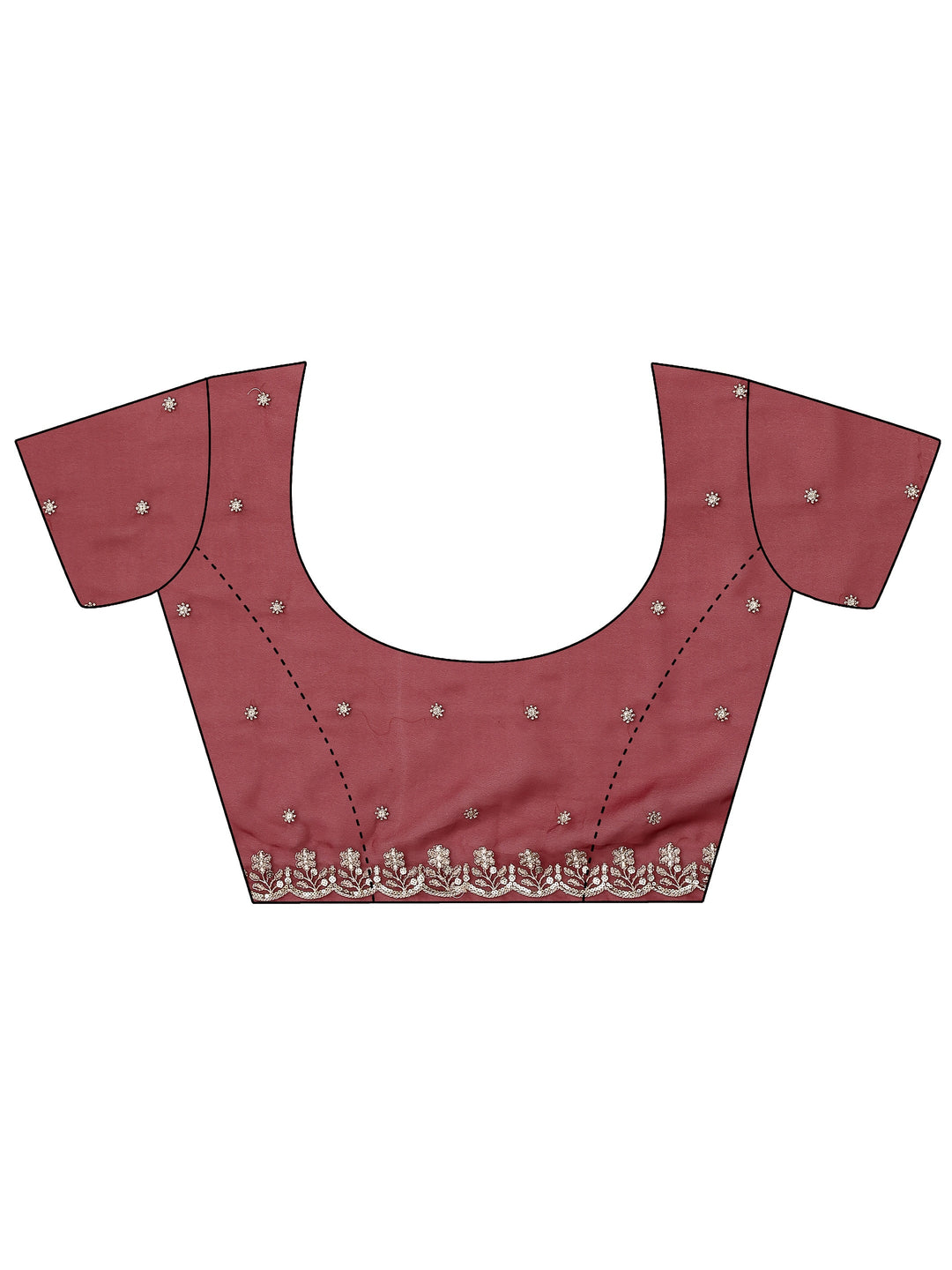  Maroon Embroidered Georgette Saree With Unstitched Blouse Piece 