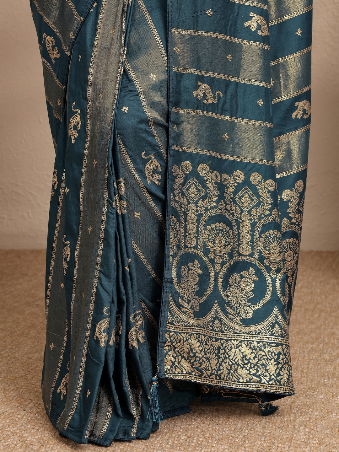  Blue Woven Design Banarsi Silk Blend Saree With Unstitched Blouse Piece 