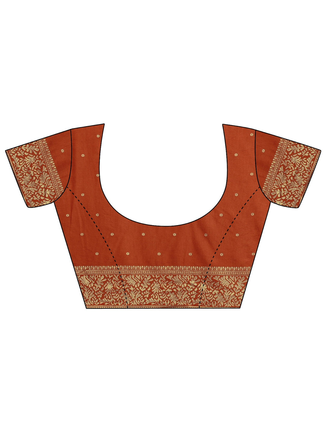  Rust Woven Design Banarsi Silk Blend Saree With Unstitched Blouse Piece 