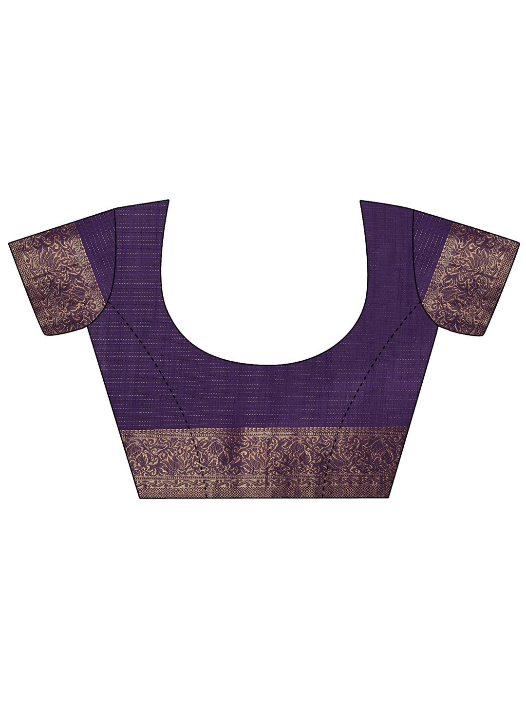  Purple Printed Silk Blend Saree With Unstitched Blouse Piece 