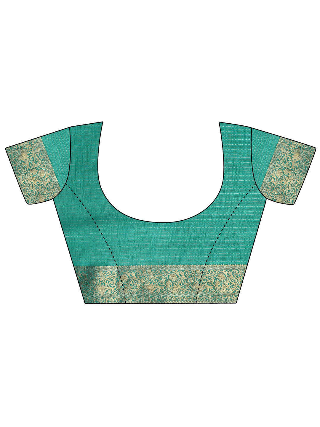  Green Printed Silk Blend Saree With Unstitched Blouse Piece 