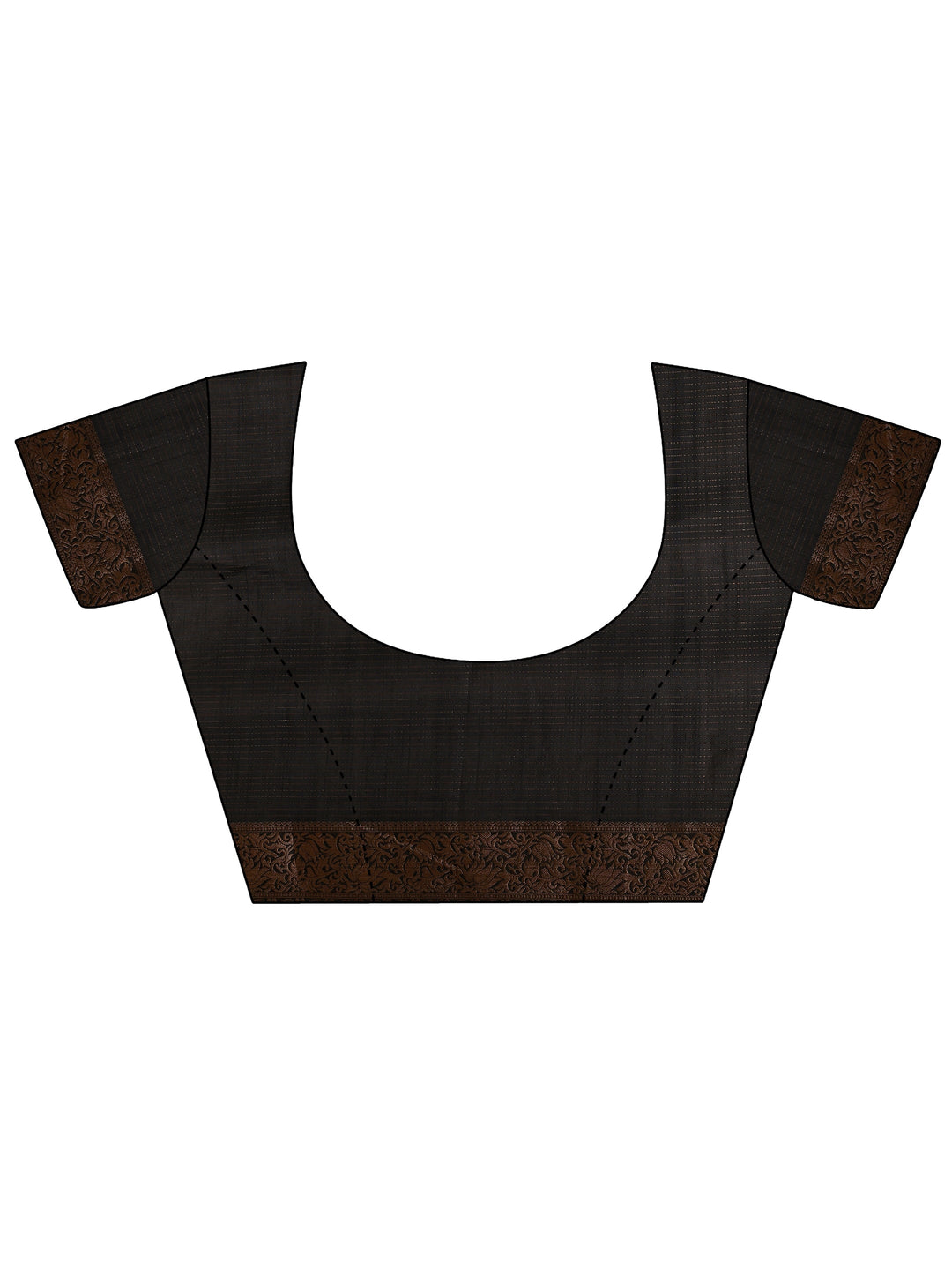  Black Printed Silk Blend Saree With Unstitched Blouse Piece 