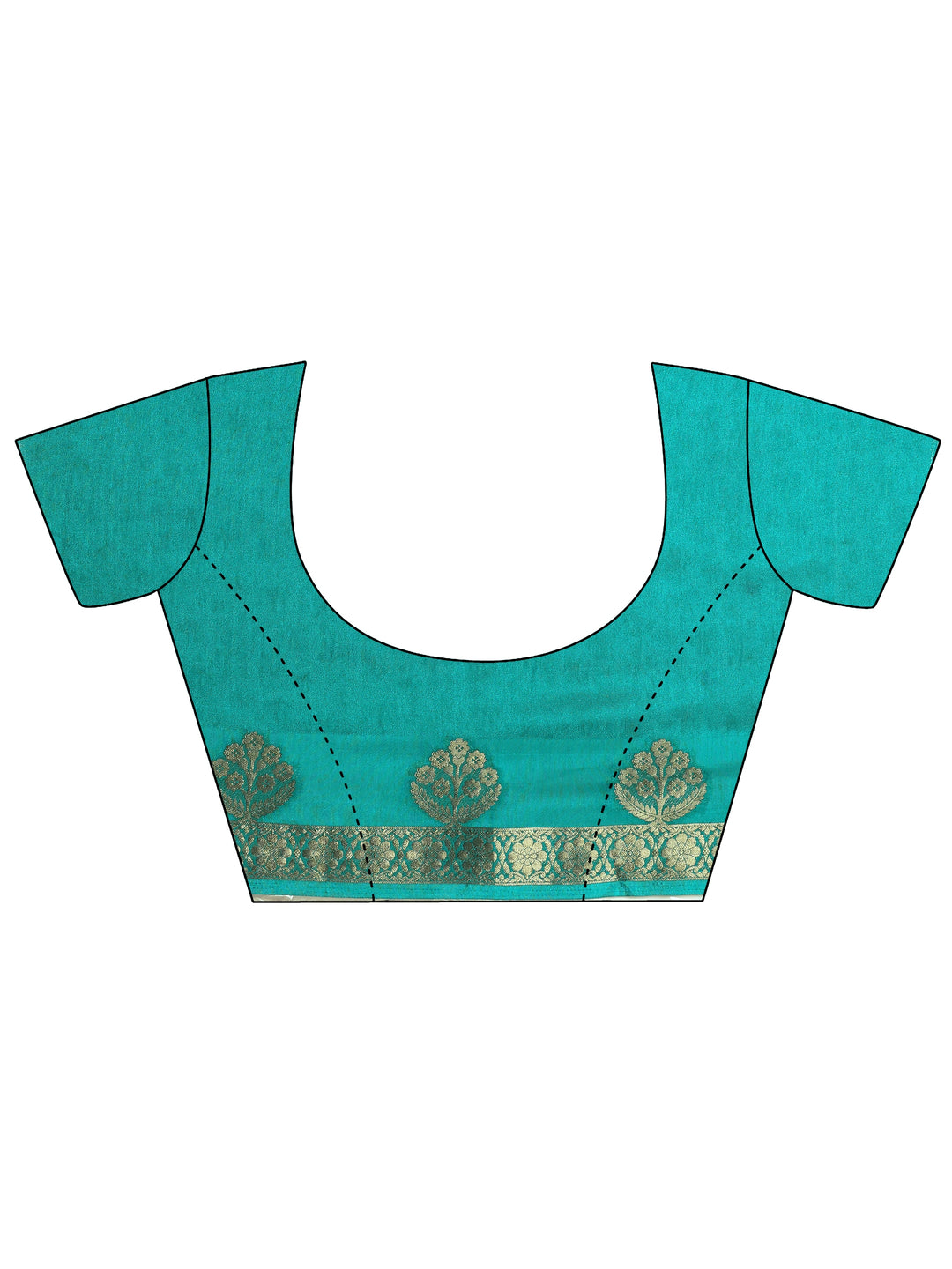  Blue Printed Silk Blend Saree With Unstitched Blouse Piece 