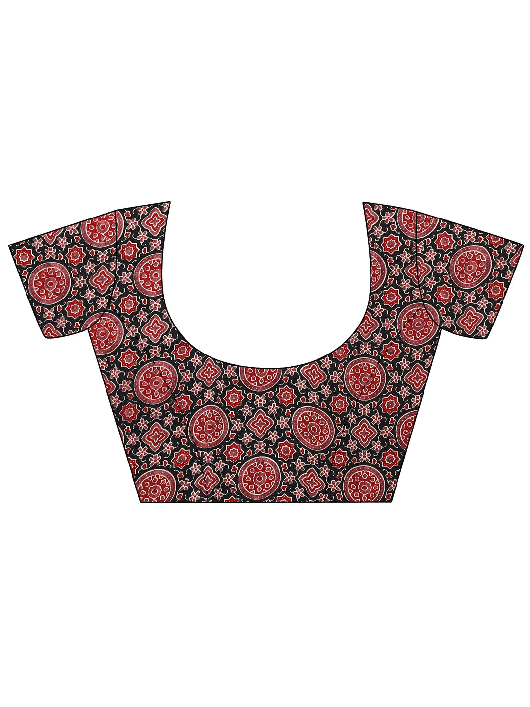  Black Printed Satin Saree With Unstitched Blouse Piece 