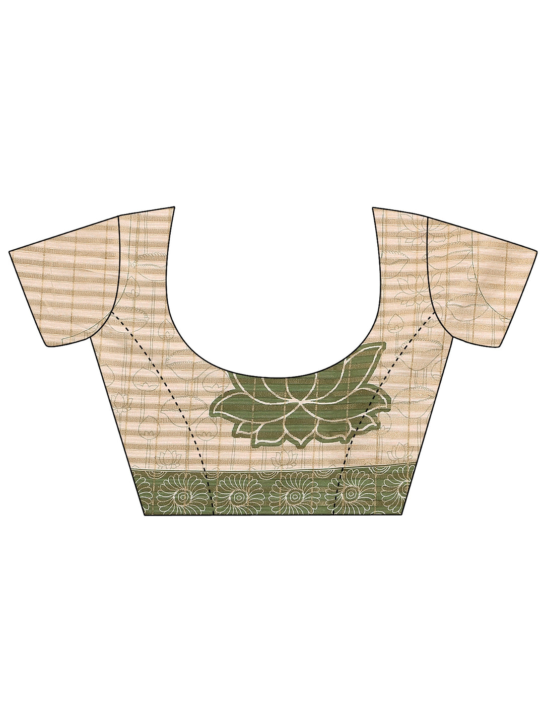  Cream Tribal Printed Silk Blend Saree With Unstitched Blouse Piece 