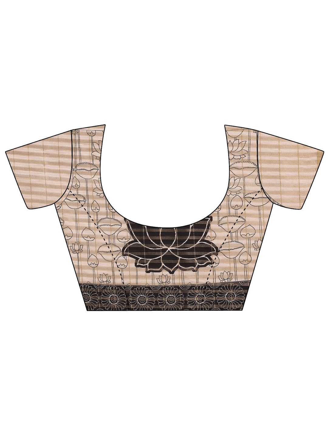  Cream Tribal Printed Silk Blend Saree With Unstitched Blouse Piece 