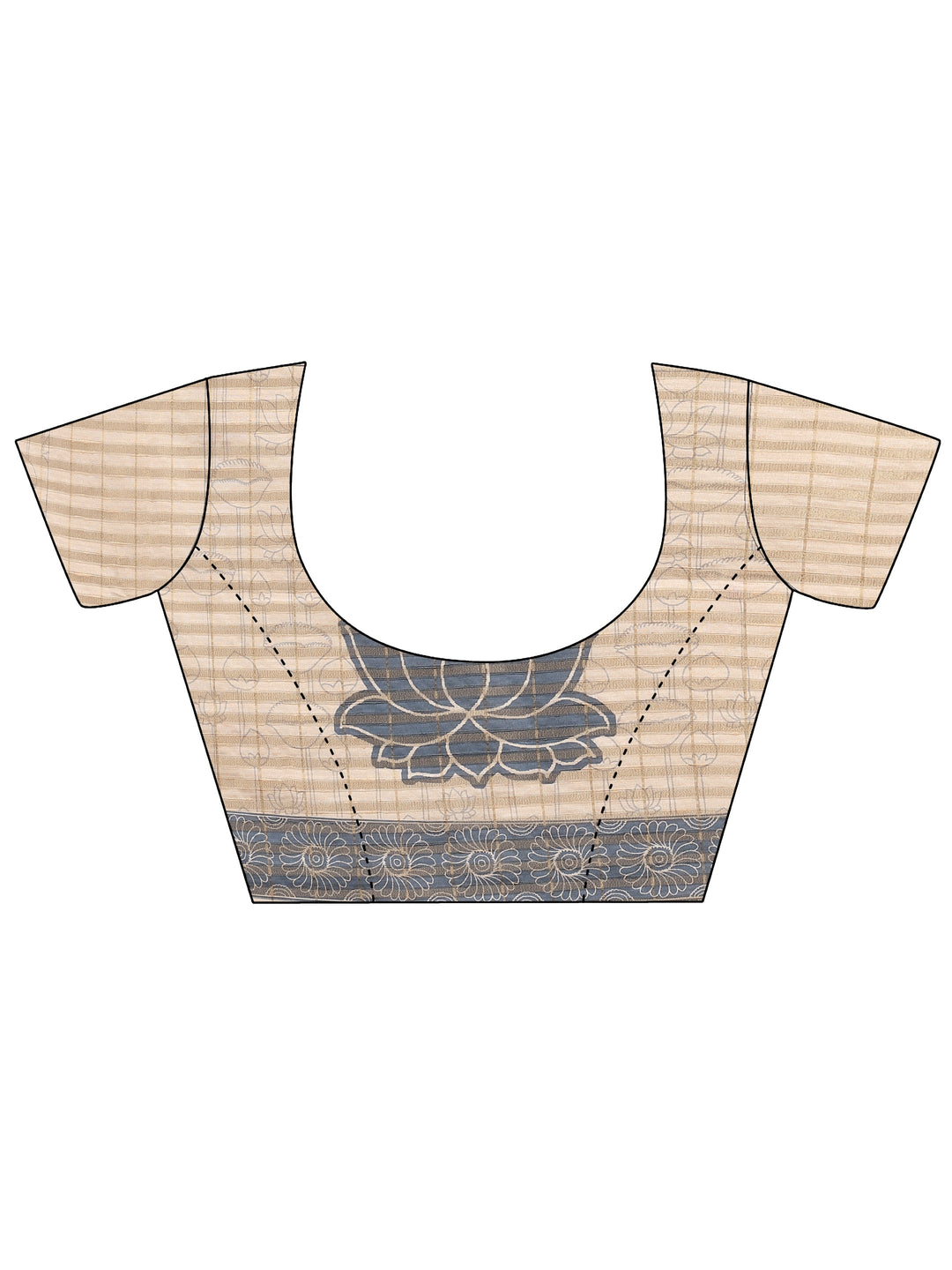  Cream Tribal Printed Silk Blend Saree With Unstitched Blouse Piece 