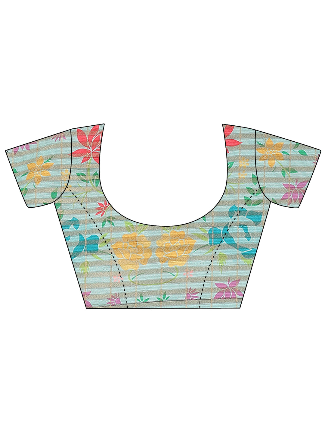  Blue Embroidered Silk Blend Saree With Unstitched Blouse Piece 