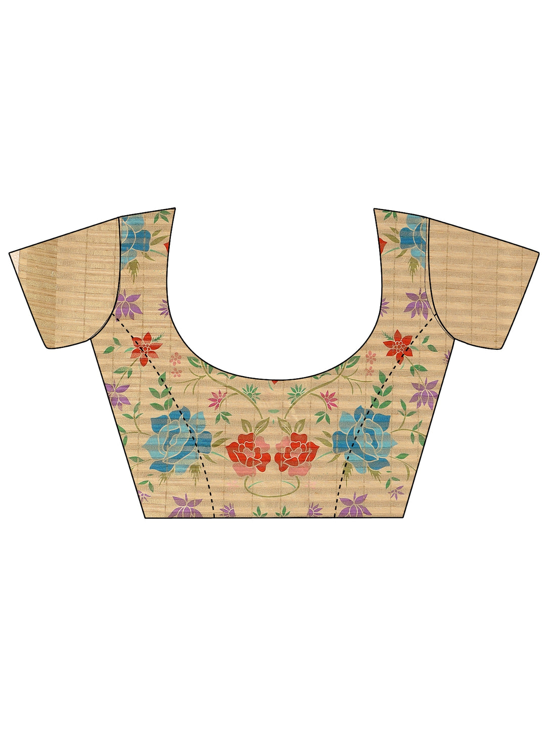  Gold Embroidered Silk Blend Saree With Unstitched Blouse Piece 