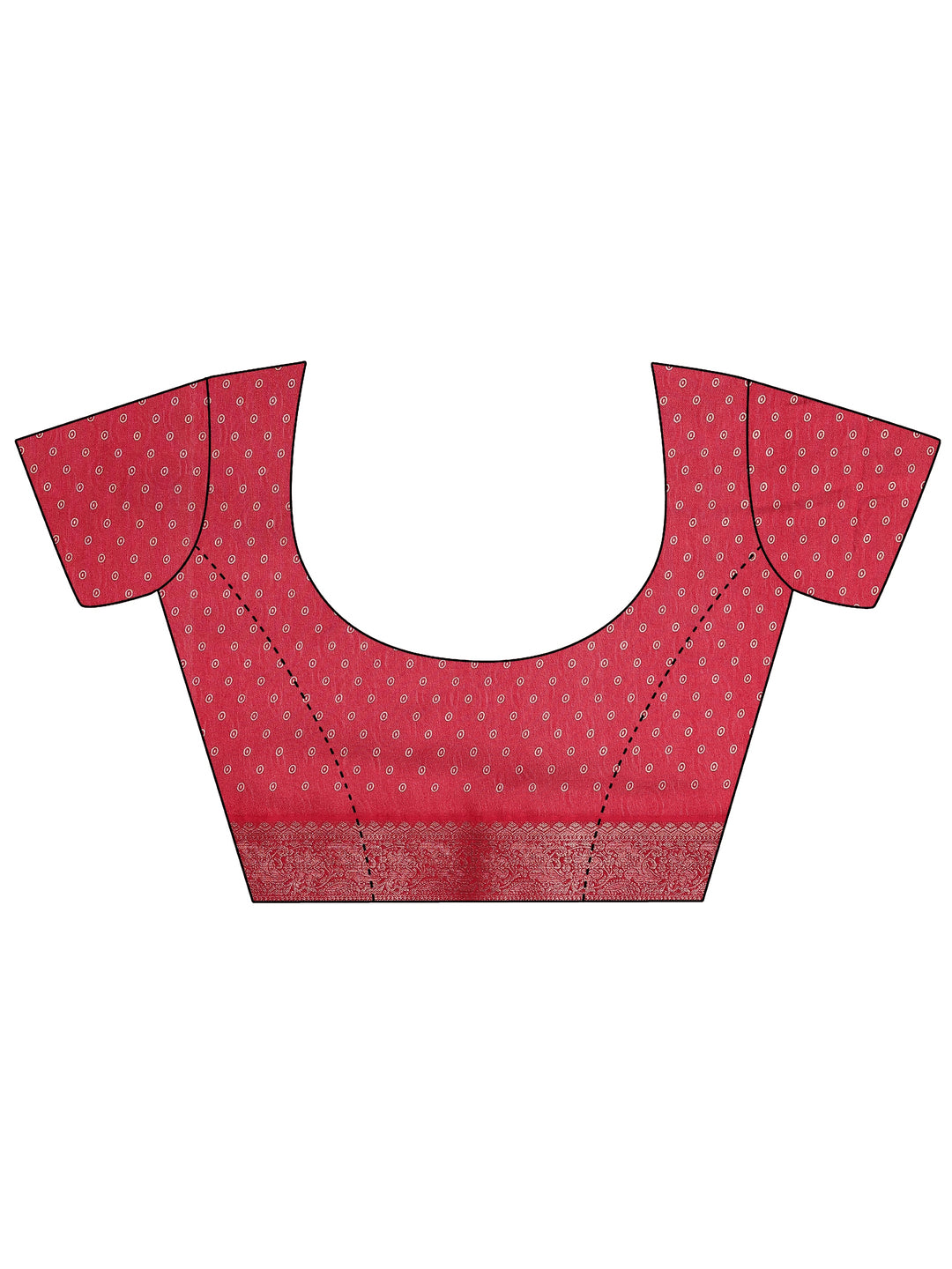  Red Paisley Printed Silk Blend Saree With Unstitched Blouse Piece 