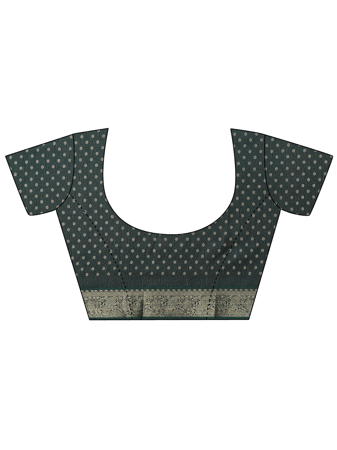  Green Paisley Printed Silk Blend Saree With Unstitched Blouse Piece 