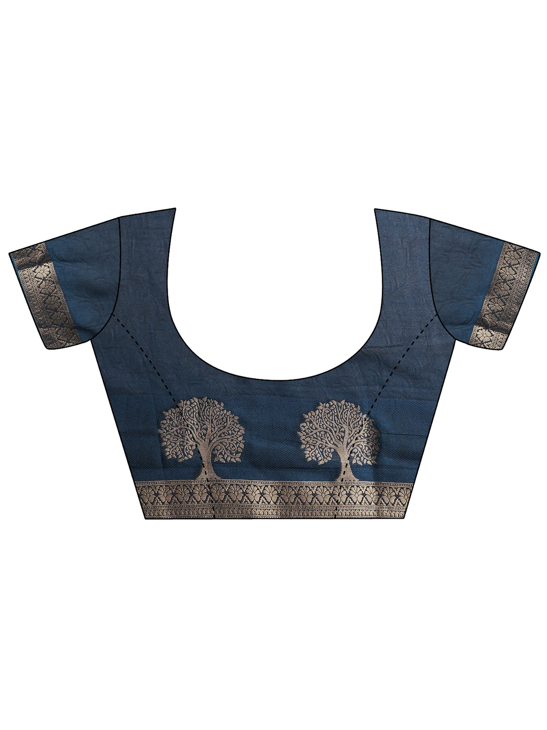  Blue Embellished Silk Blend Saree With Unstitched Blouse Piece 