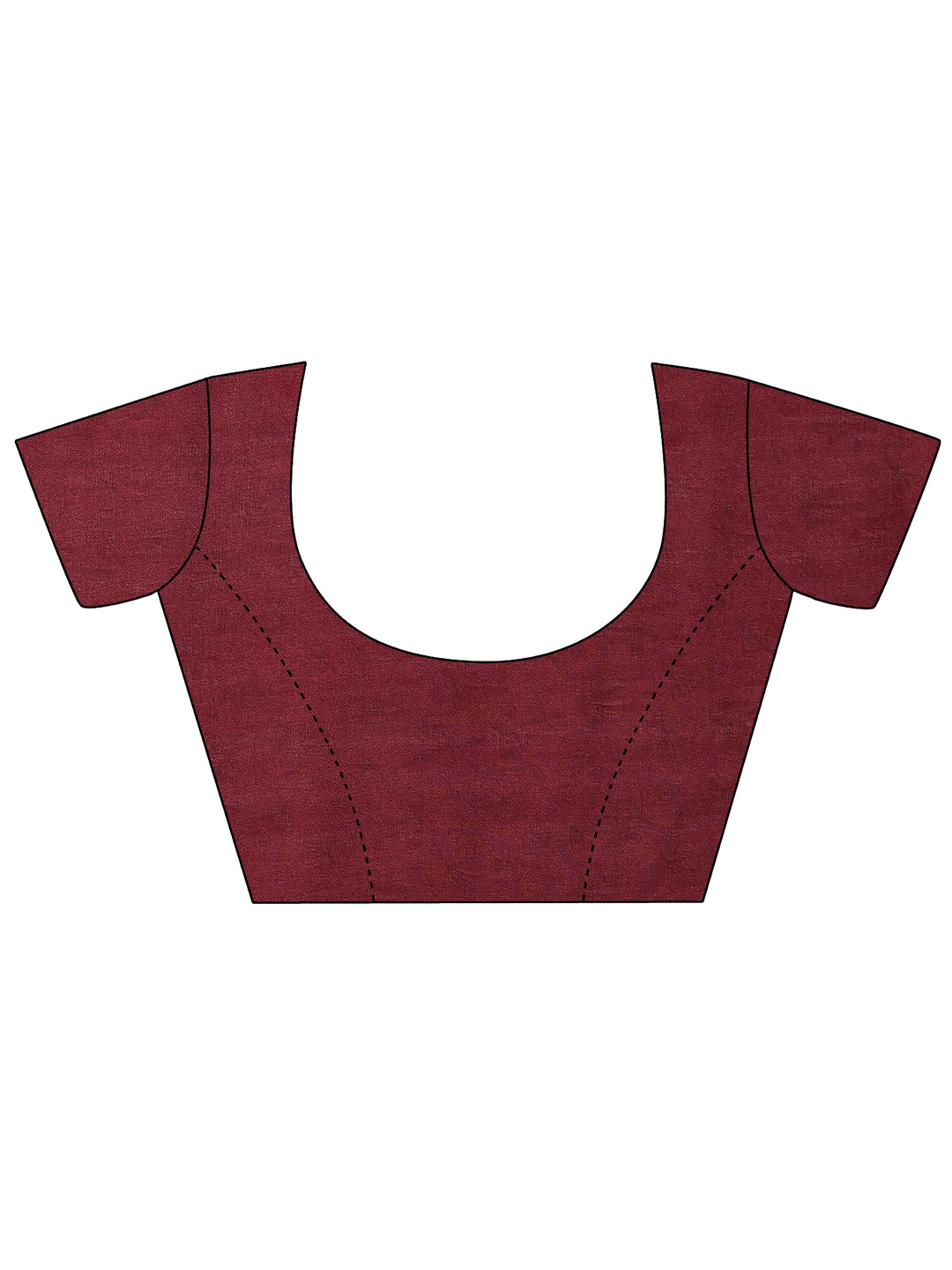  Burgundy Printed Silk Blend Saree With Unstitched Blouse Piece 