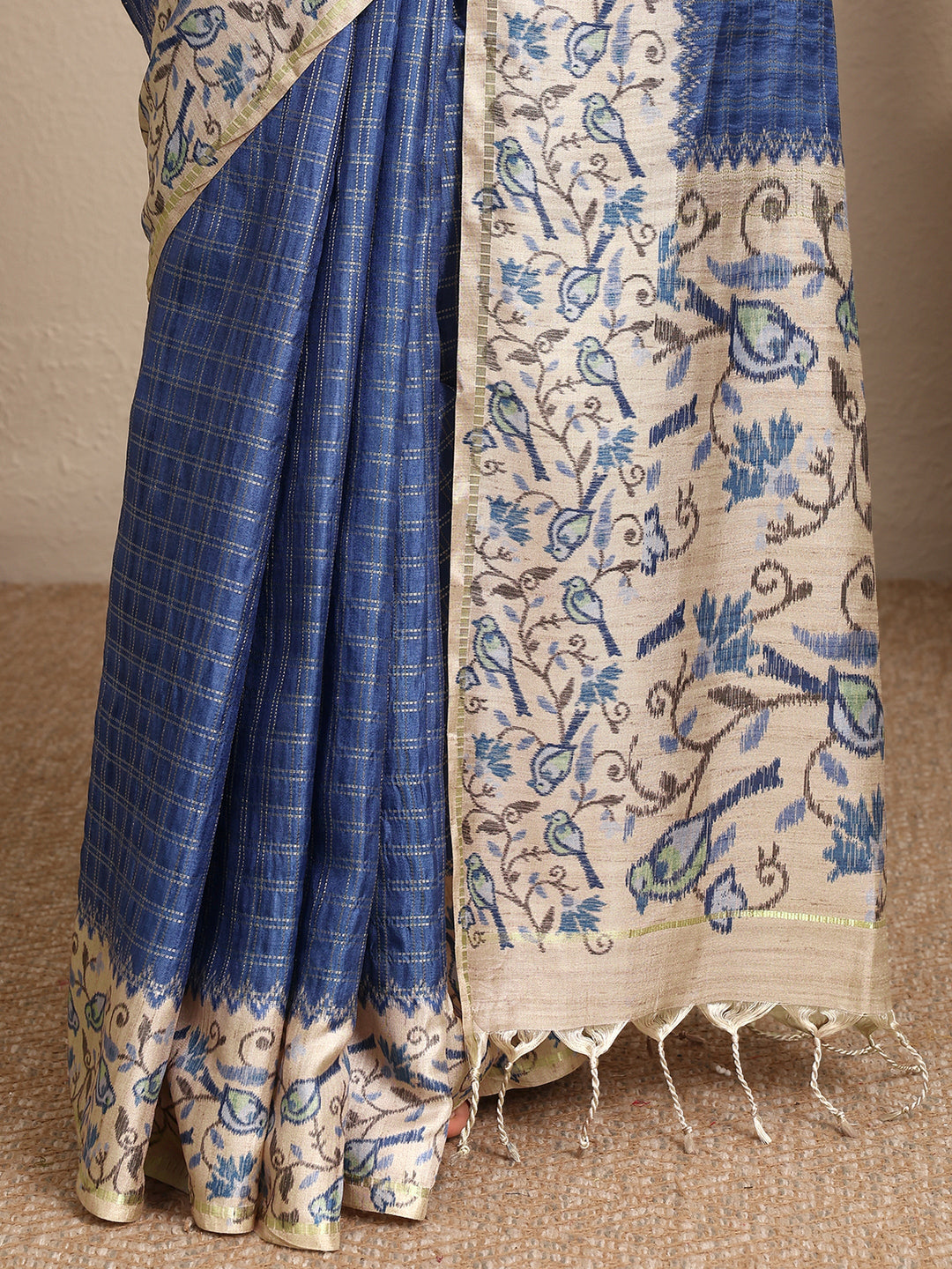  Blue Woven Design Banarsi Silk Blend Saree With Unstitched Blouse Piece 