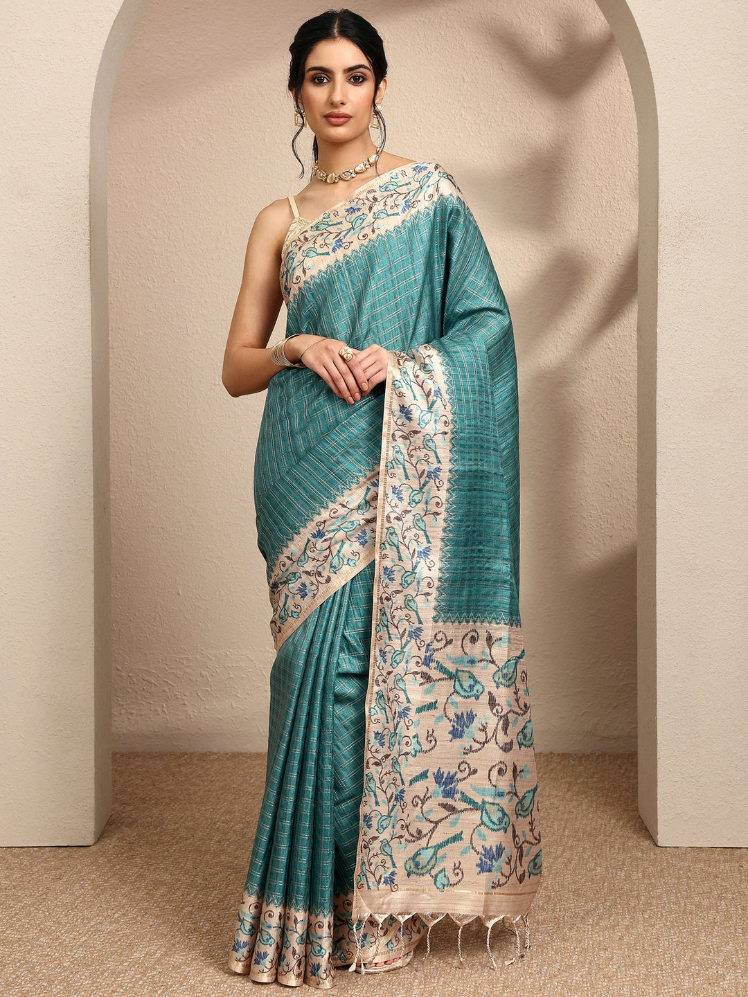  Blue Woven Design Banarsi Silk Blend Saree With Unstitched Blouse Piece 