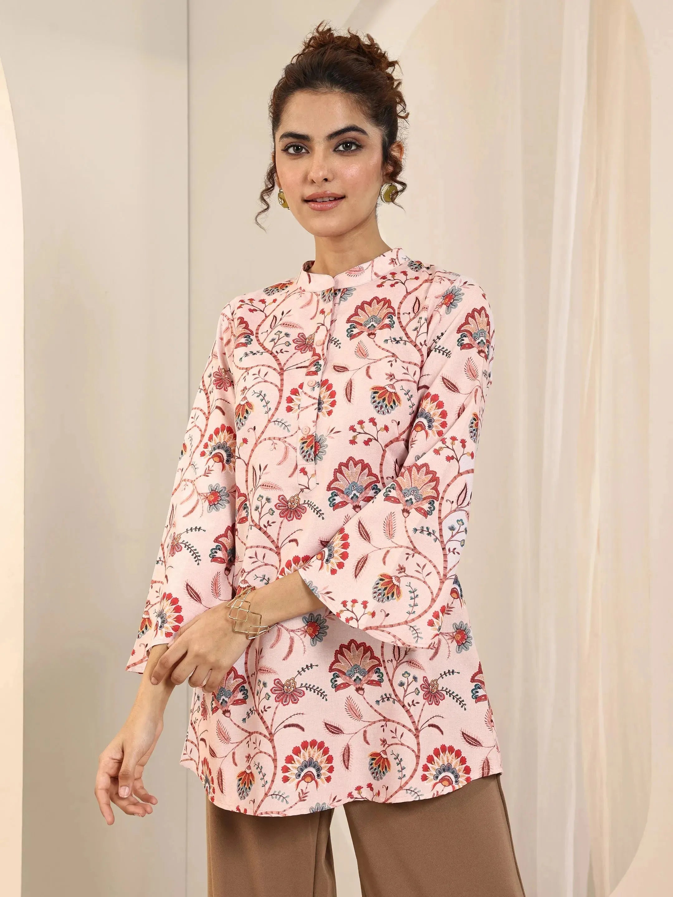 libas Peach Printed Silk Blend Straight Short Kurti-picture-22