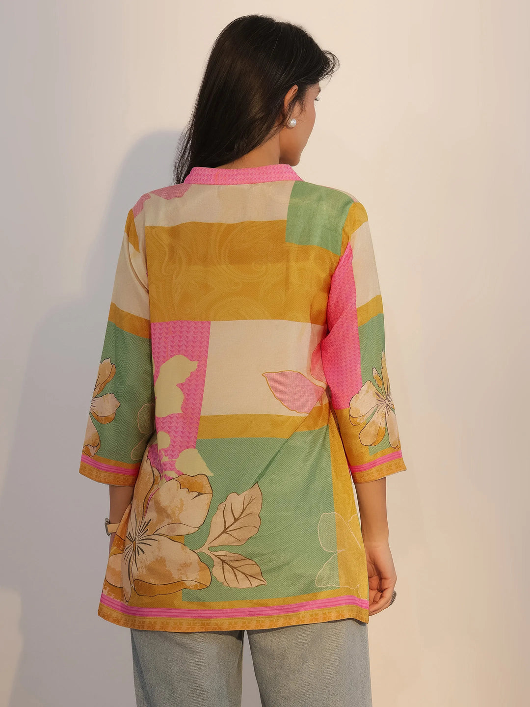  Multi Printed Silk Blend Tunic 
