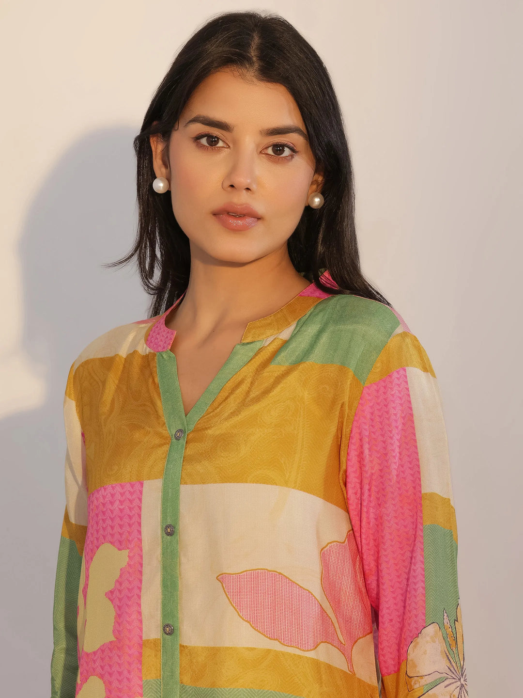  Multi Printed Silk Blend Tunic 