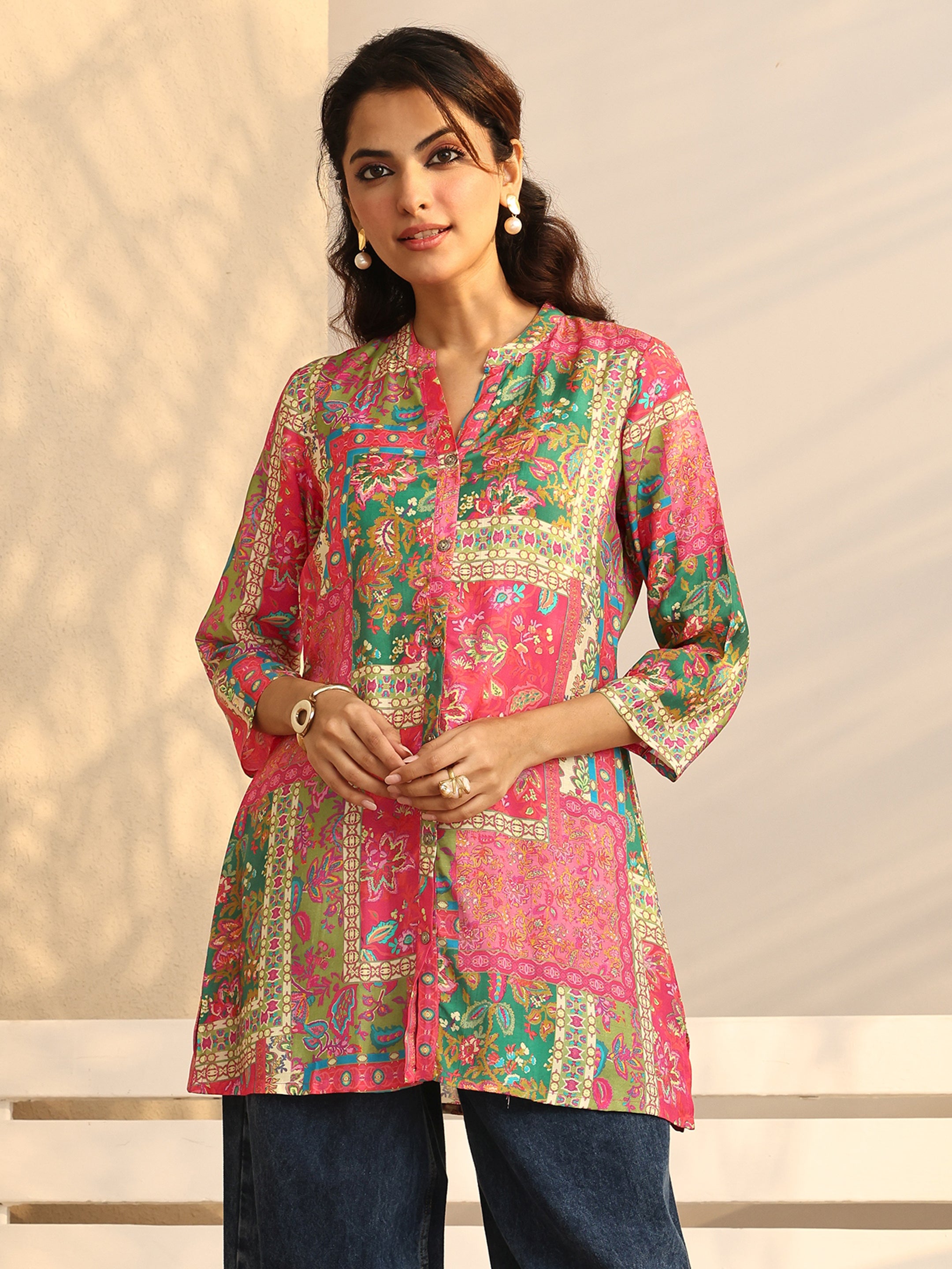 libas Multi Printed Crepe Straight Short Kurti-picture-44