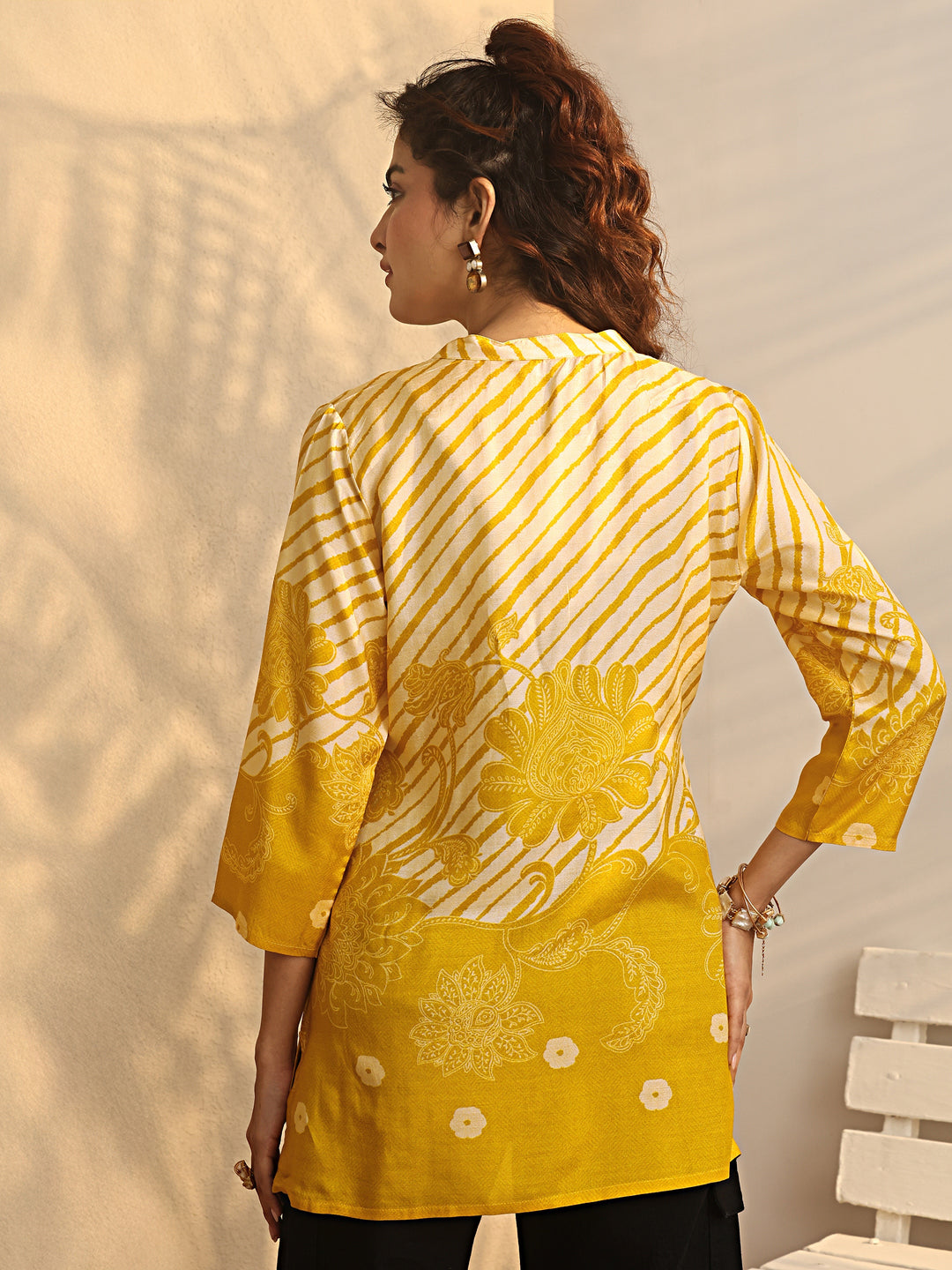  Mustard Printed Muslin Straight Short Kurti 