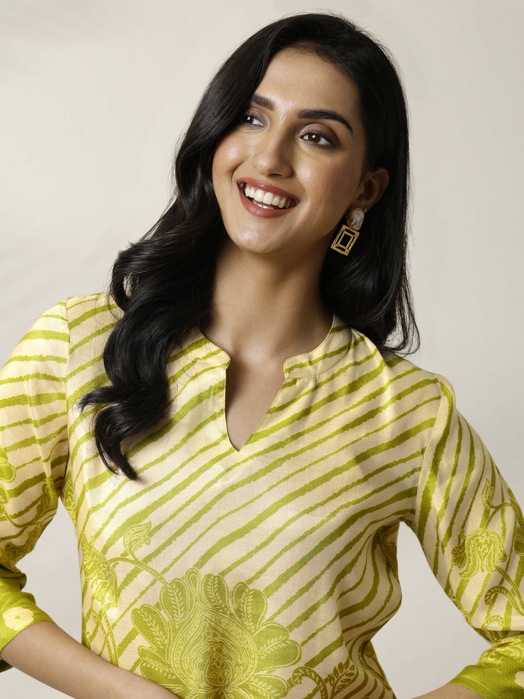  Green Printed Muslin Straight Short Kurti 