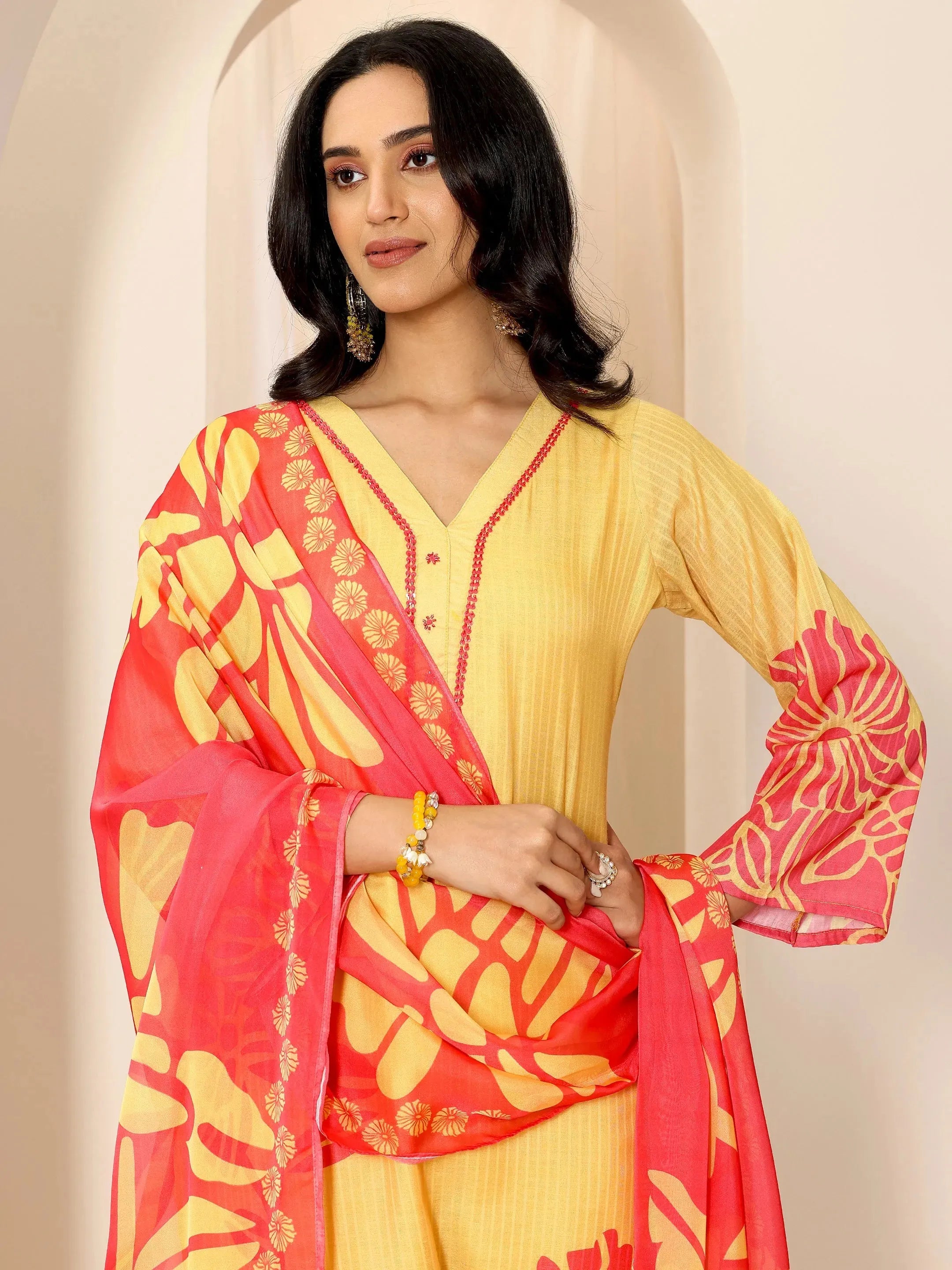 libas Yellow Printed Cotton Straight Suit Set With Dupatta-picture-31