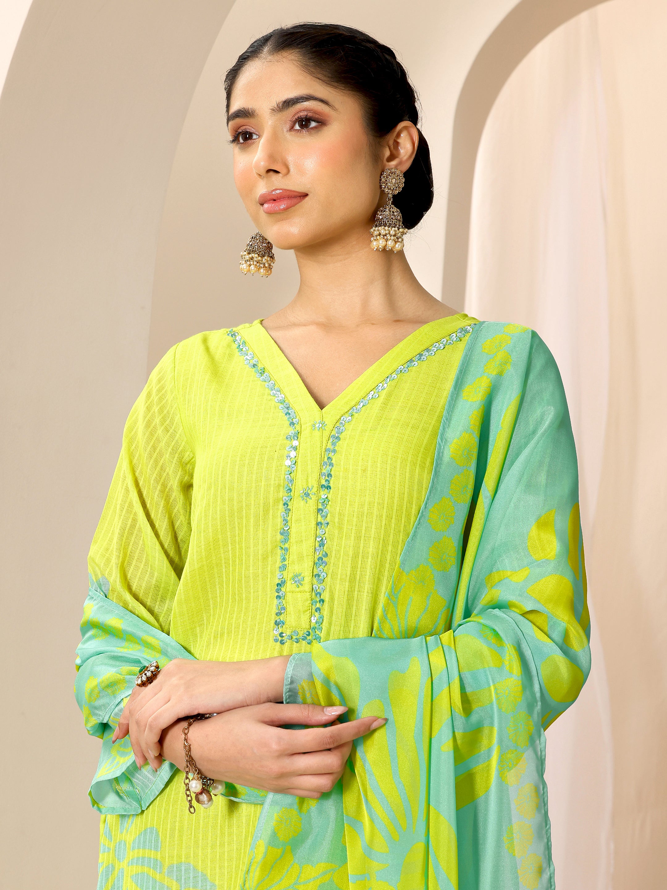 libas Green Printed Cotton Straight Suit Set With Dupatta-picture-37