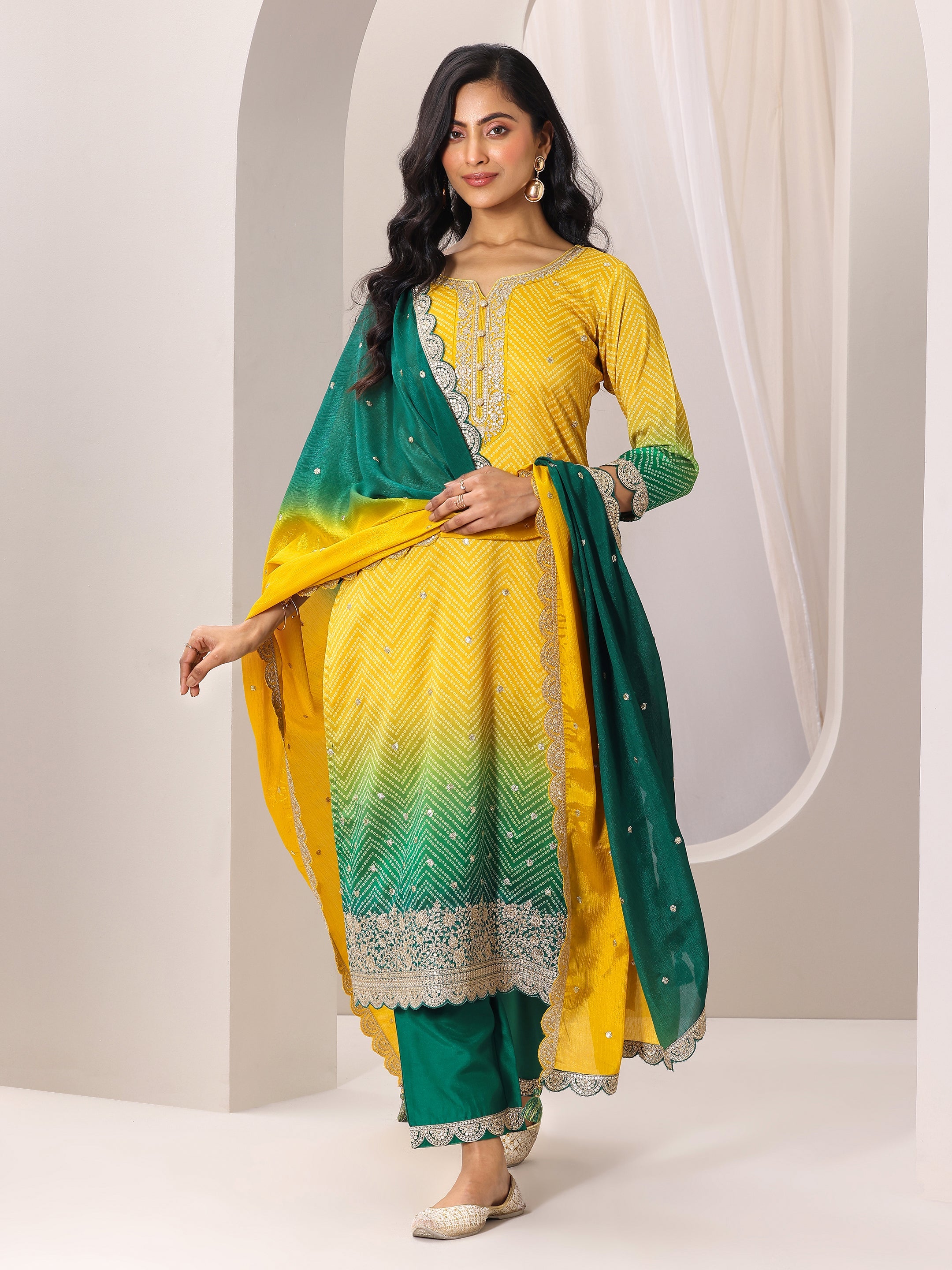 libas Mustard Printed Chinon Straight Suit Set With Dupatta-picture-52