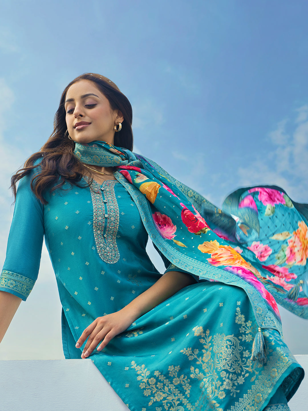 libas Rama Woven Design Silk Blend Straight Suit Set With Dupatta-picture-55