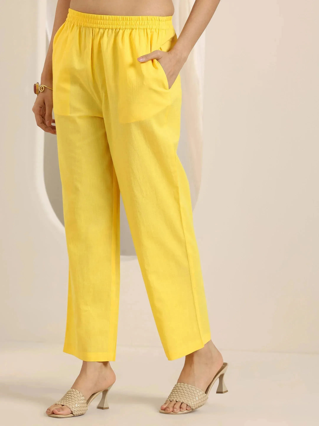  Yellow Printed Cotton Anarkali Suit Set With Dupatta 
