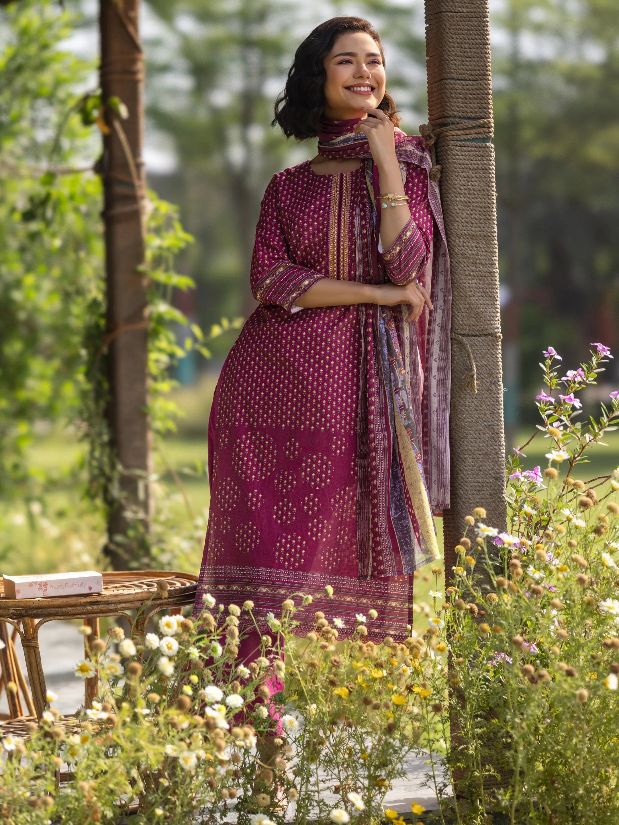 libas Maroon Printed Cotton Straight Suit Set With Dupatta-picture-33
